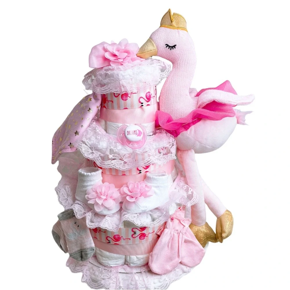 Flamingo Diaper Cake, Baby Shower Gift